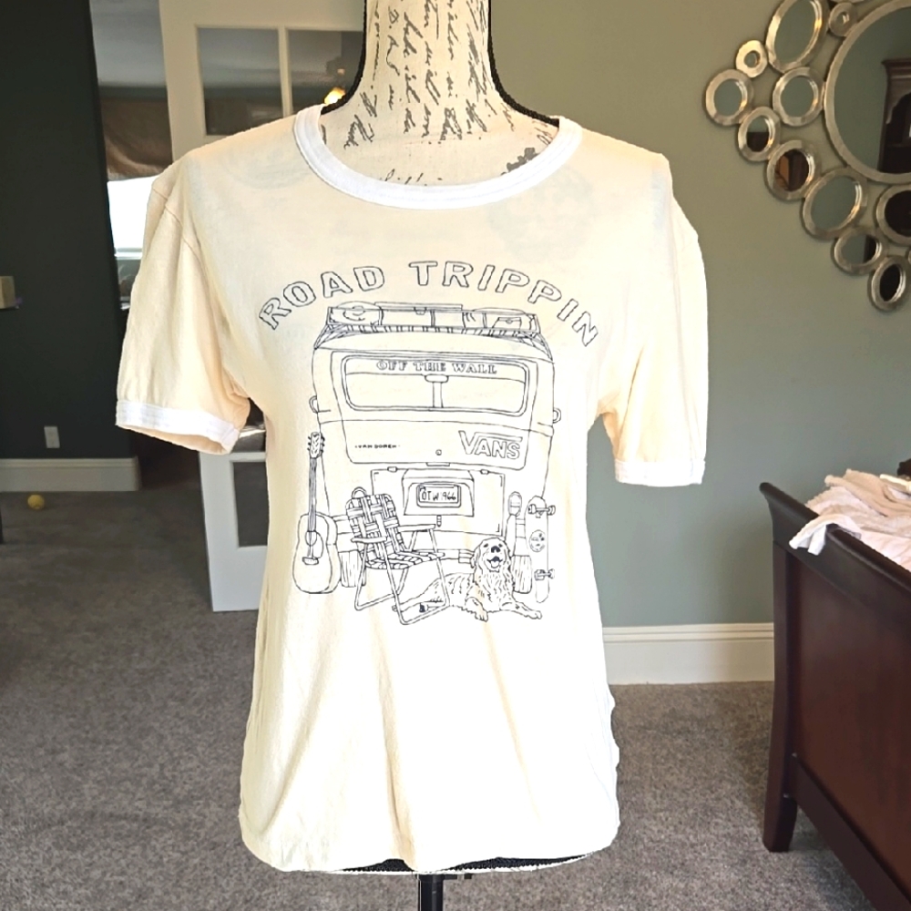 Vans Cream Graphic Tee Road Trippin